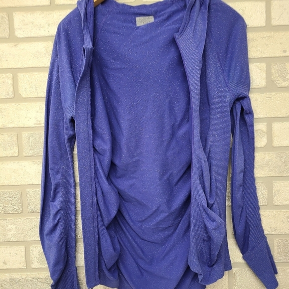 Athleta Rouched Purple Silver Zip Up Hoodie Size Medium - Picture 4 of 7